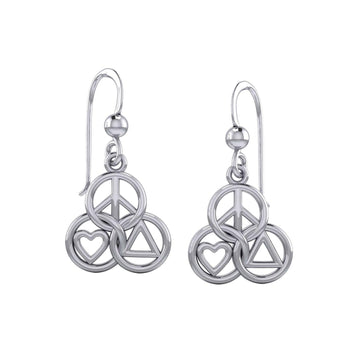 Peace, Love and Recovery in Borromean rings Silver Earrings TER2169 - Jewelry